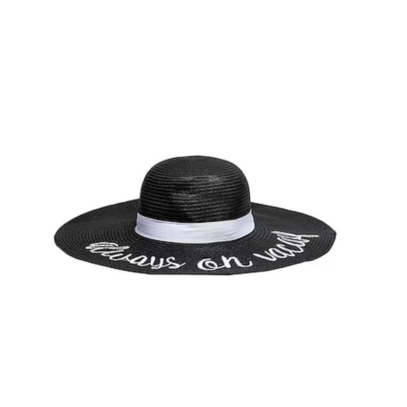 Apricot Lane Floppy Sun Hat Always On Vacay Embroidered Black ONE SIZE NWOT - Picture 5 of 8